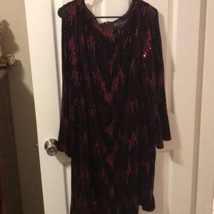 Burgundy, sequined mini dress with shoulder cutout